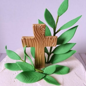 Wood Grain Cross Cake Topper