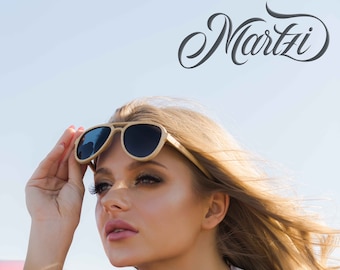 Aviador de bambú - Gafas de sol polarizadas UV400, Gafas de sol de madera, Gafas de madera, Gafas de sol hechas a mano, Gafas de sol negras, Patillas de marco de bambú