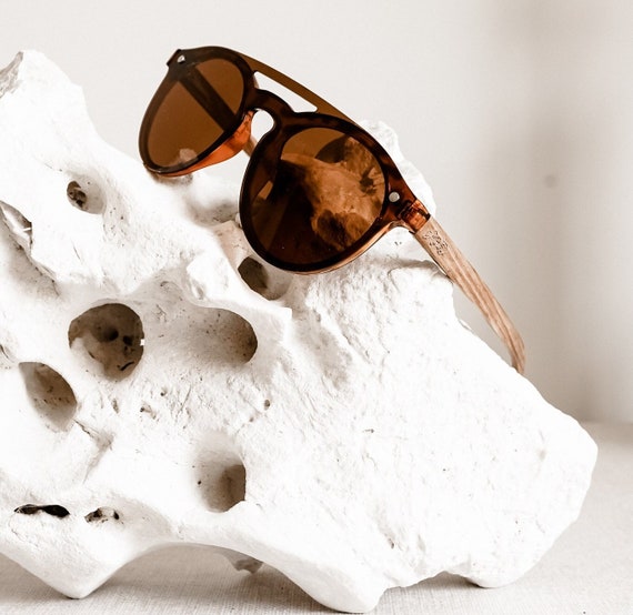 Cavallino Gafas de sol polarizadas Gafas de sol de madera Gafas Gafas de sol hechas a mano Gafas de sol marrones Montura de acetato con patillas de madera de cebra Etsy
