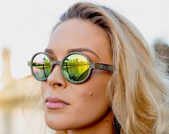 Gafas de sol de madera para hombres y mujeres con lentes de protección UV400 polarizadas