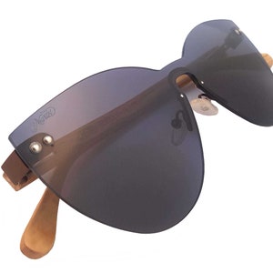 Celia - Frameless, Polarized Sunglasses, Wooden Sunglasses, Handmade Sunglasses, Black, Pink, Blue Sunglasses, UV400 Protection PC Lens