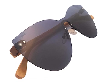 Celia - Frameless, Polarized Sunglasses, Wooden Sunglasses, Handmade Sunglasses, Black, Pink, Blue Sunglasses, UV400 Protection PC Lens