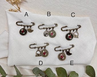 Hand Embroidered Pin Brooch with floral design, a great Gift for Her