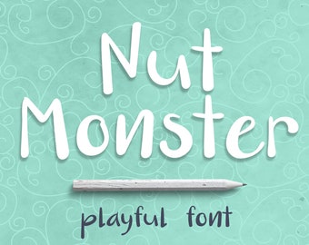 Handdrawn font - Nut Monster. Font SVG. Playful kids font. Kids font Cricut. Alphabet SVG. Funny svg font. Handwriting Font. Font for Cricut