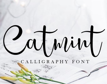 Calligraphy font - Catmint, Modern handwritten font, Script font for invitations, Brush font for Cricut, Wedding font, Instant download
