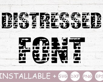 Distressed font, SVG, installable font, stone texture, cut files, file for Cricut, Silhouette, distressed svg, dxf, scratched font, svg font