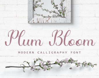 Digital font, Calligraphy font, Handwritten font, Script font, Invitation font, Wedding Font, Instant Download, Typeface, Plum Bloom font