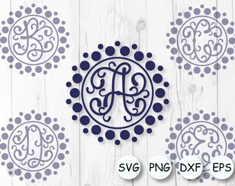 Monogram font SVG, One letter monogram, Circle monogram font for cricut, Curly monogram font in monogram frame, Swirl monogram