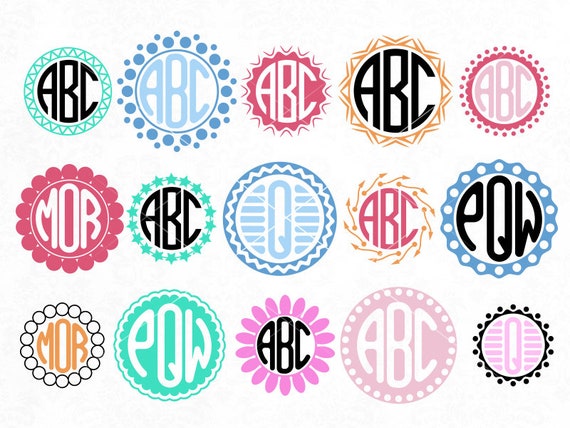 Download Sale Monogram Frame Svg Set 15 Monoframe Frame Circle Etsy
