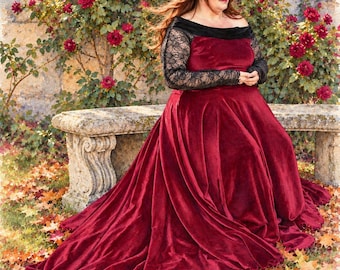 Maidseanta - gothic wedding dress, prom, Christmas ball gown. SIZES 18-30