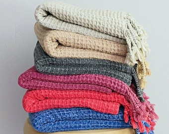 Turkish Waffle Beach Towel, Stonewashed Stylish Hammam Bath Towel,  Travel Towel,  Shawl, Fouta