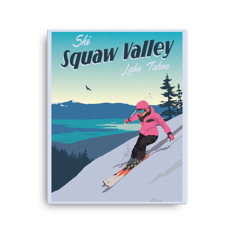 Ski Squaw Valley Lake Tahoe Vintage Travel Poster Canvas Etsy