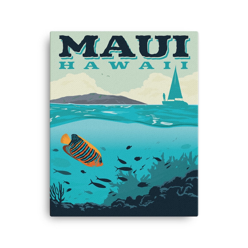 Maui Hawaii  Vintage-Style Travel Poster  Canvas image 0