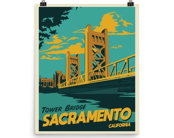 Sacramento California | Vintage-Style Travel Poster | Premium Luster Paper