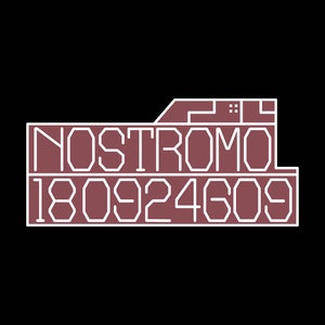 May include: A red and white graphic design with the text "Nostromo 180924609".