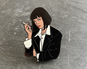 Mia Wallace hard enamel pin badge with CMYK print