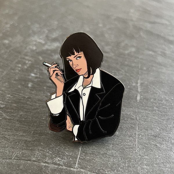 Mia Wallace hard enamel pin badge with CMYK print