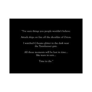 Verbatim &quot;Tears in Rain&quot; Fine Art Print