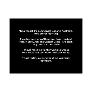 Verbatim &quot;Last Survivor of the Nostromo&quot; Fine Art Print