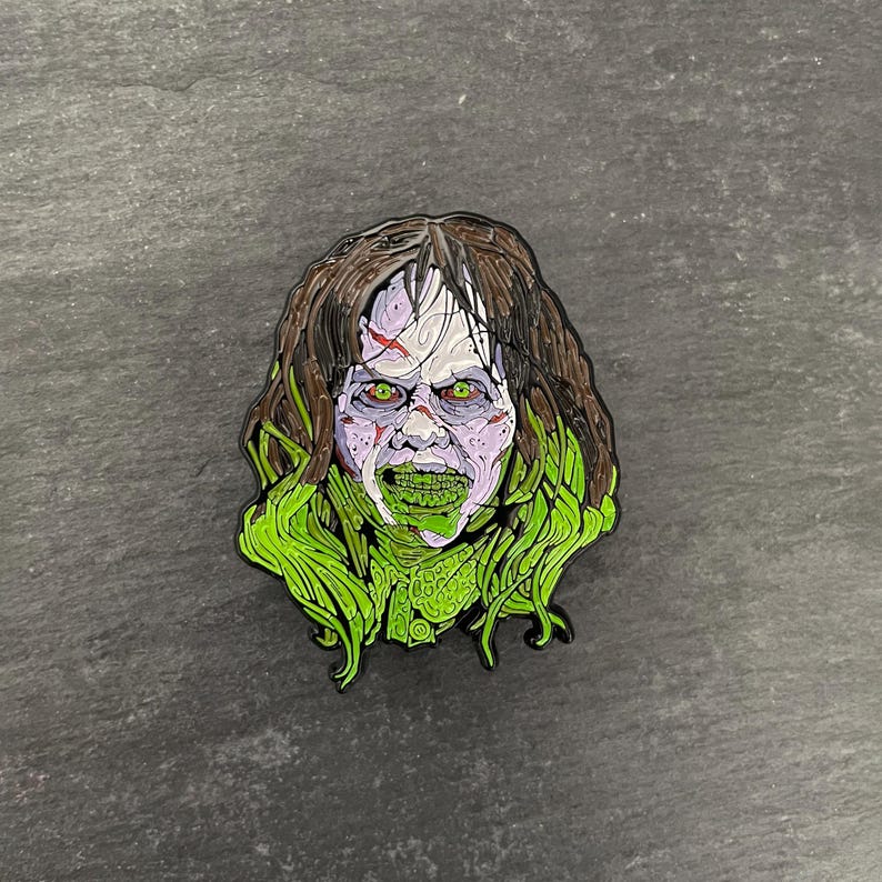 Regan "excellent day for an exorcism" soft enamel pin badge image 1