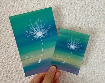 Tanpopo the wish granting dandelion, postcard and sticker set!
