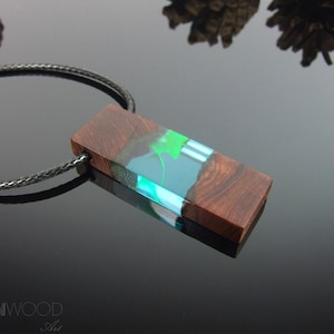 Northern lights wood and resin jewelry gift for her, resin jewellery
