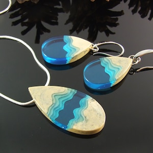 resin jewelry set, resin jewelry set, Resin Pendant, Resin Earrings, Beach jewelry image 1