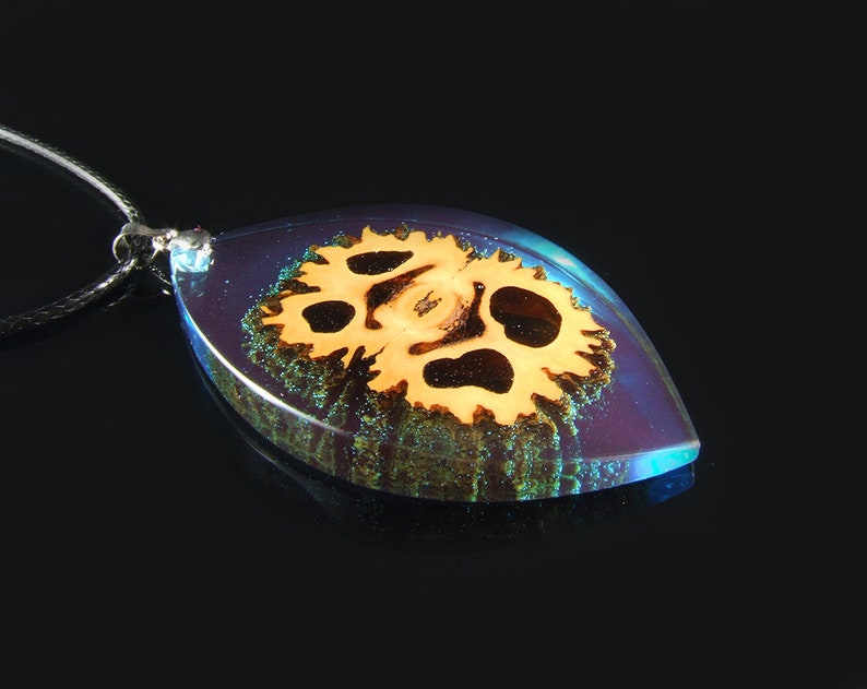 Black walnut resin jewelry Nature art pendant Perfect gift for mom and grandma image 5