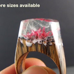 Resin ring,wood resin ring,resin jewelry,statement ring,resin wood ring,rings for woman,wood jewelry,Secret world inside the ring