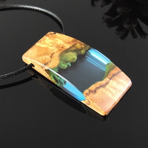 Wood Resin Jewelry,Wood Pendant,Blue Sky Pendant,Handmade wooden pendant,Resin Jewelry,Resin pendant,Resin art