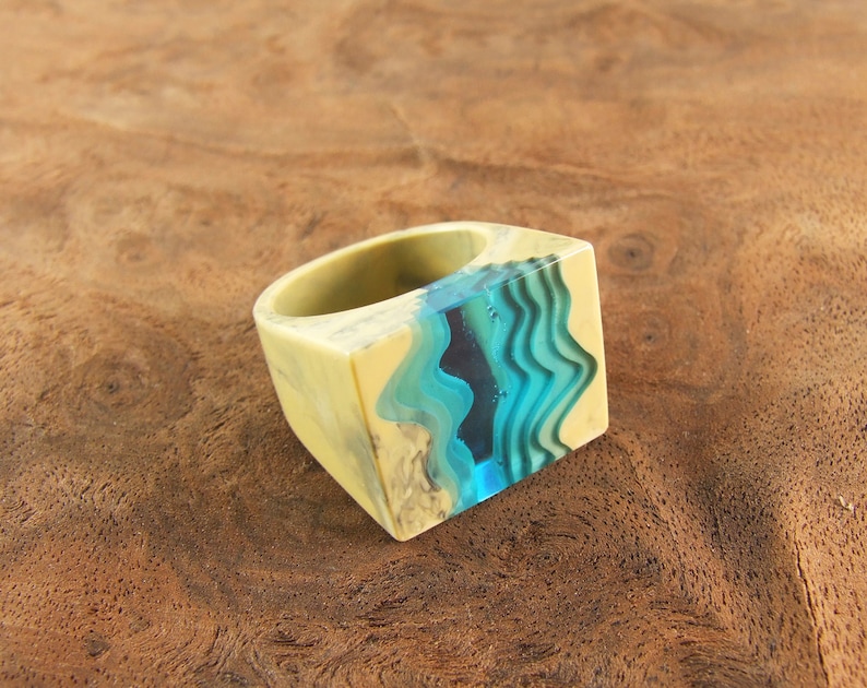 Resin ring,resin jewelry,statement ring,rings for woman,beach jewelry image 3