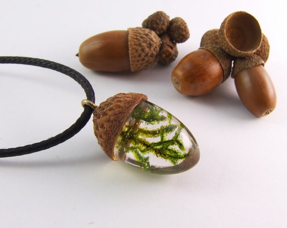 resin acorn necklace