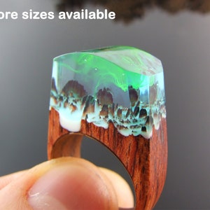 Resin ring,wood resin ring,resin jewelry,statement ring,resin wood ring,rings for woman,wood jewelry,Secret world inside the ring