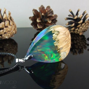 Northern lights necklace,Lab created opal,Aurora borealis jewelry,anniversarygift,christmas gifts idea,Unique gift,Handmade opal pendant