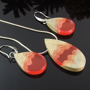resin jewelry set, resin jewelry set, Resin Pendant, Resin Earrings, Beach jewelry