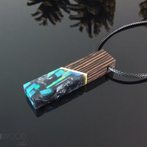 Wood Resin Pendant,iridescent lab opal,anniversary gift,Christmas gift,Wood Resin Jewelry,Handmade opal pendant