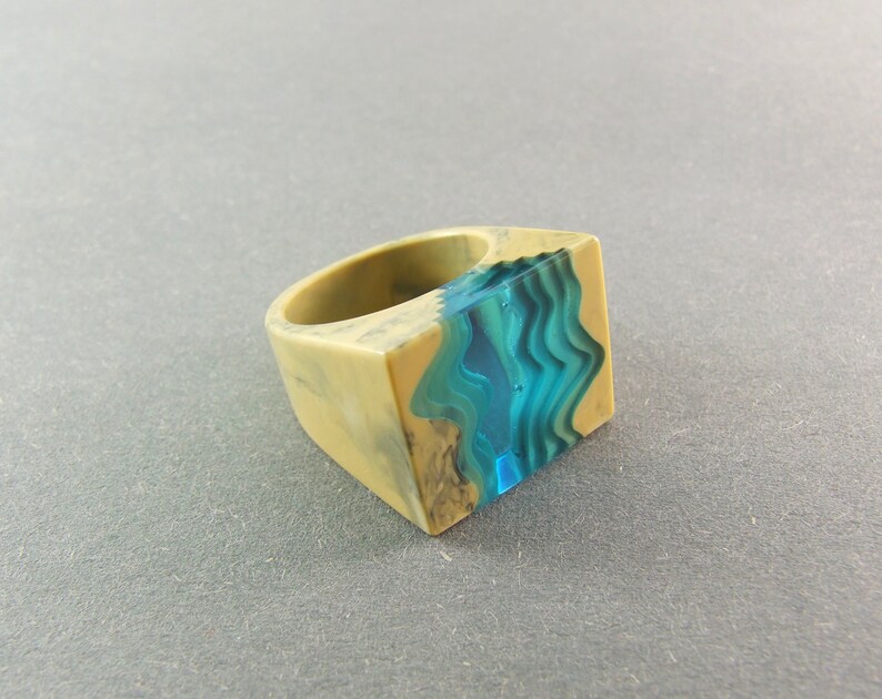 Resin ring,resin jewelry,statement ring,rings for woman,beach jewelry image 2