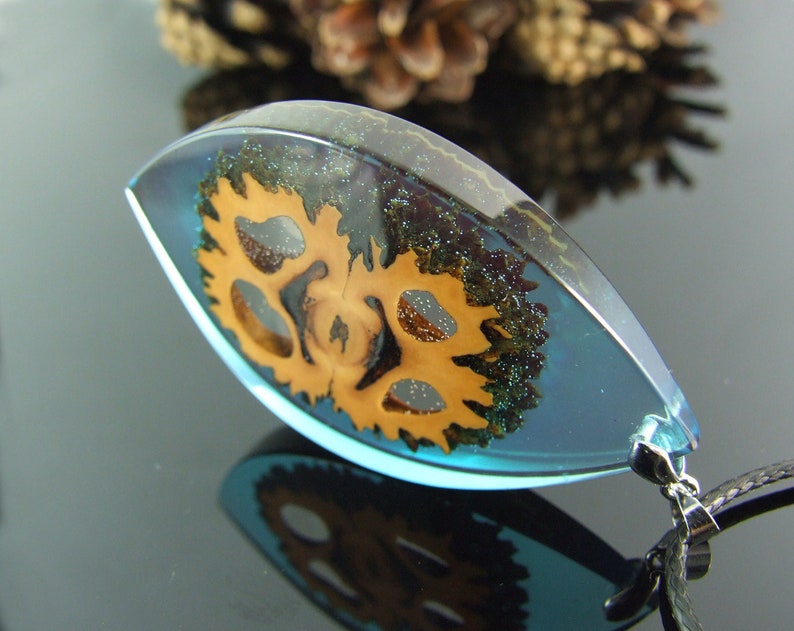 Black walnut resin jewelry Nature art pendant Perfect gift for mom and grandma image 1