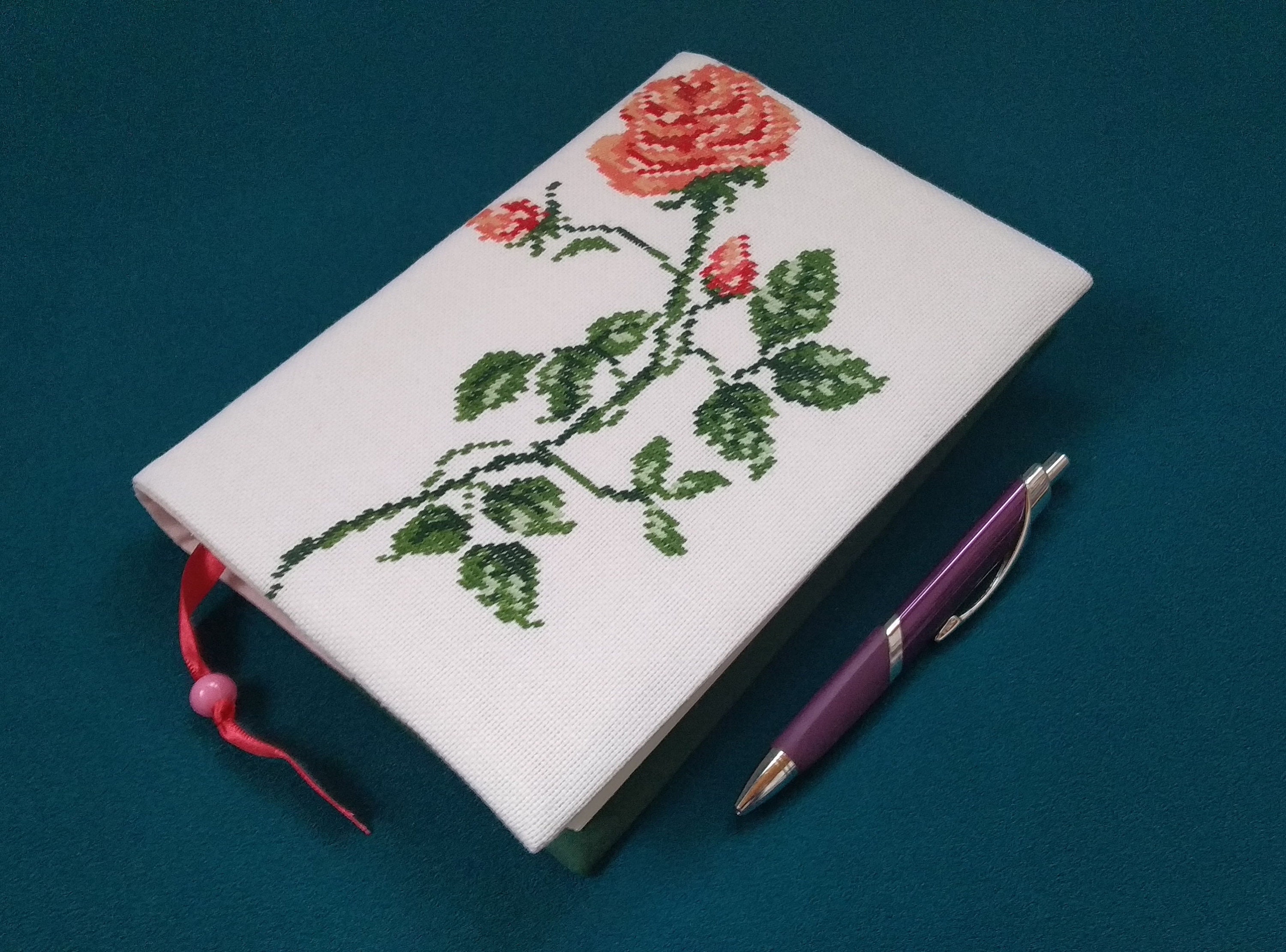 Cloth Book Cover Rose Handmade Embroidery Fabric Book Cover Etsy