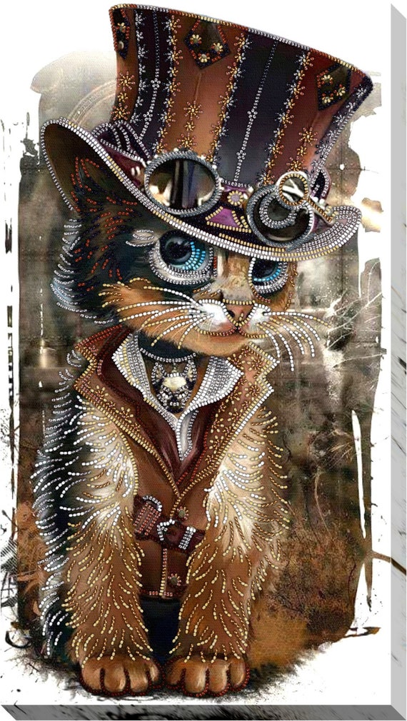 Cat. Bead embroidery kit DIY kit embroidery pattern Bead Etsy