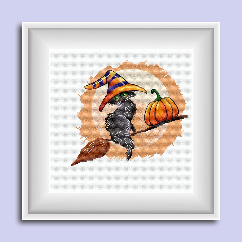 Cross-stitch kit Halloween Cat Fancywork set DIY needlepoint Needlework kit #T-0149