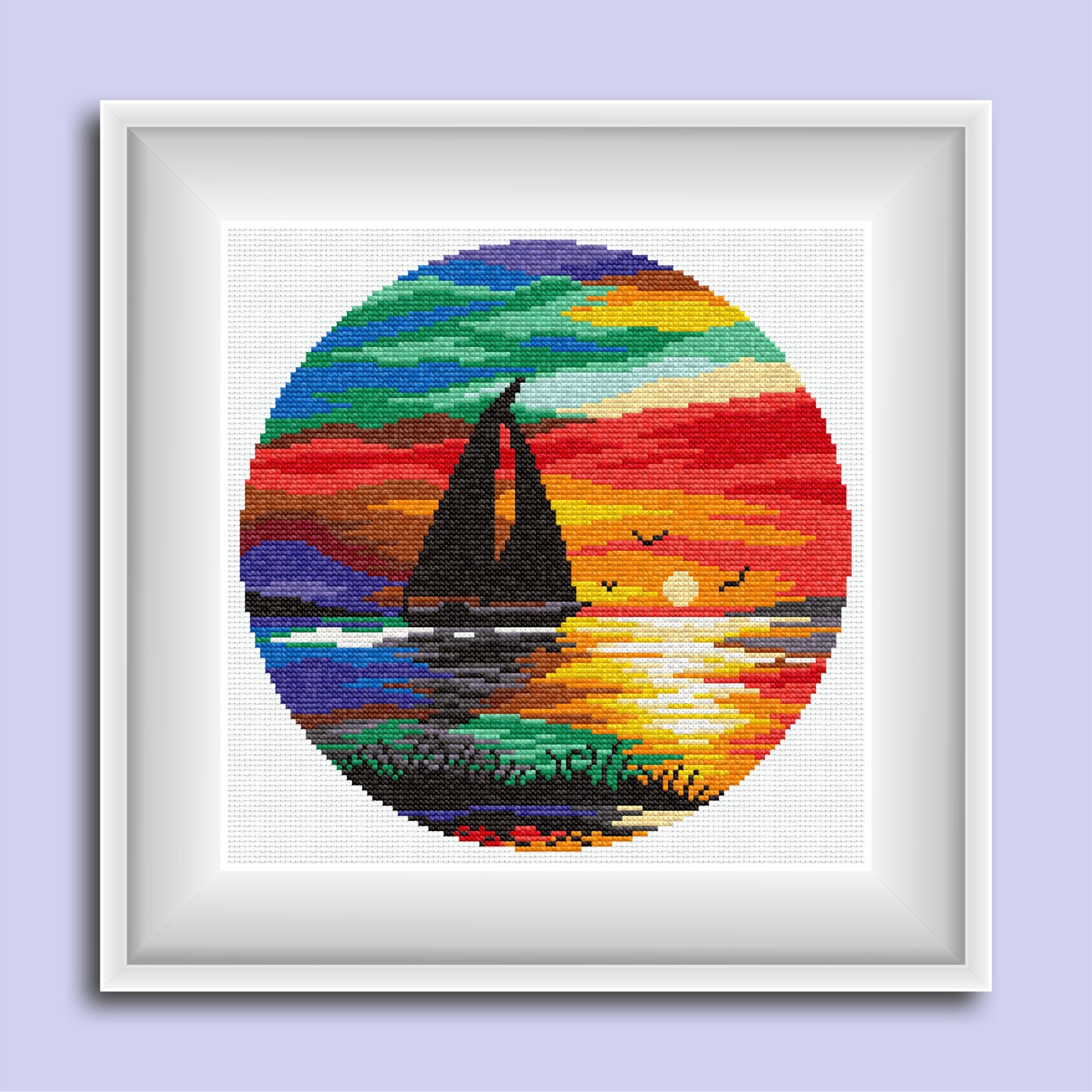 Crossstitch kit Sea Sunset Fancywork set DIY needlepoint Etsy