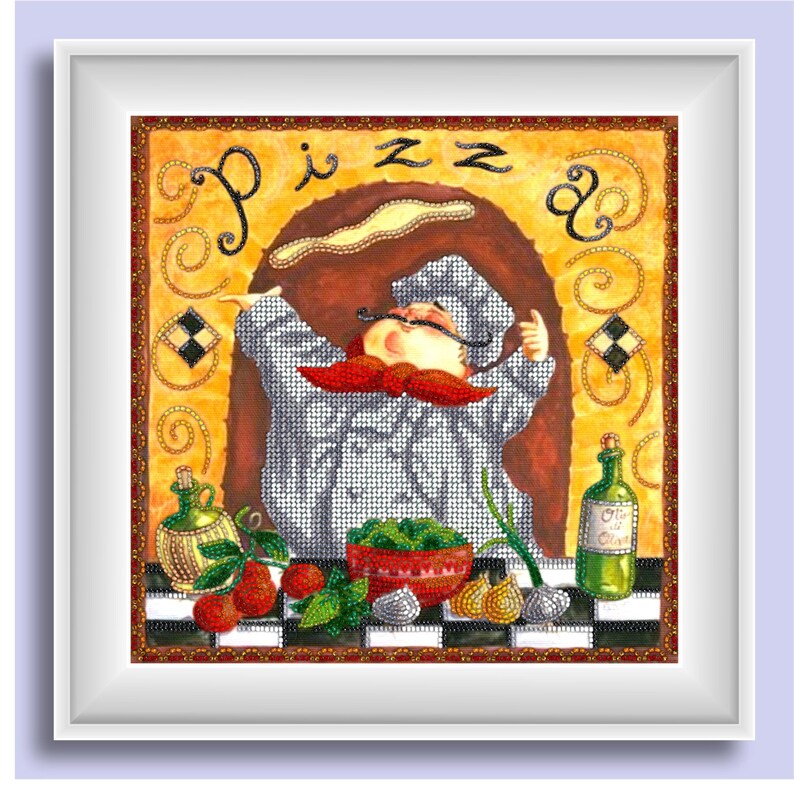 Beading kit Pizza Fun Beaded painting set DIY beadpoint Beadwork kit #A-0429