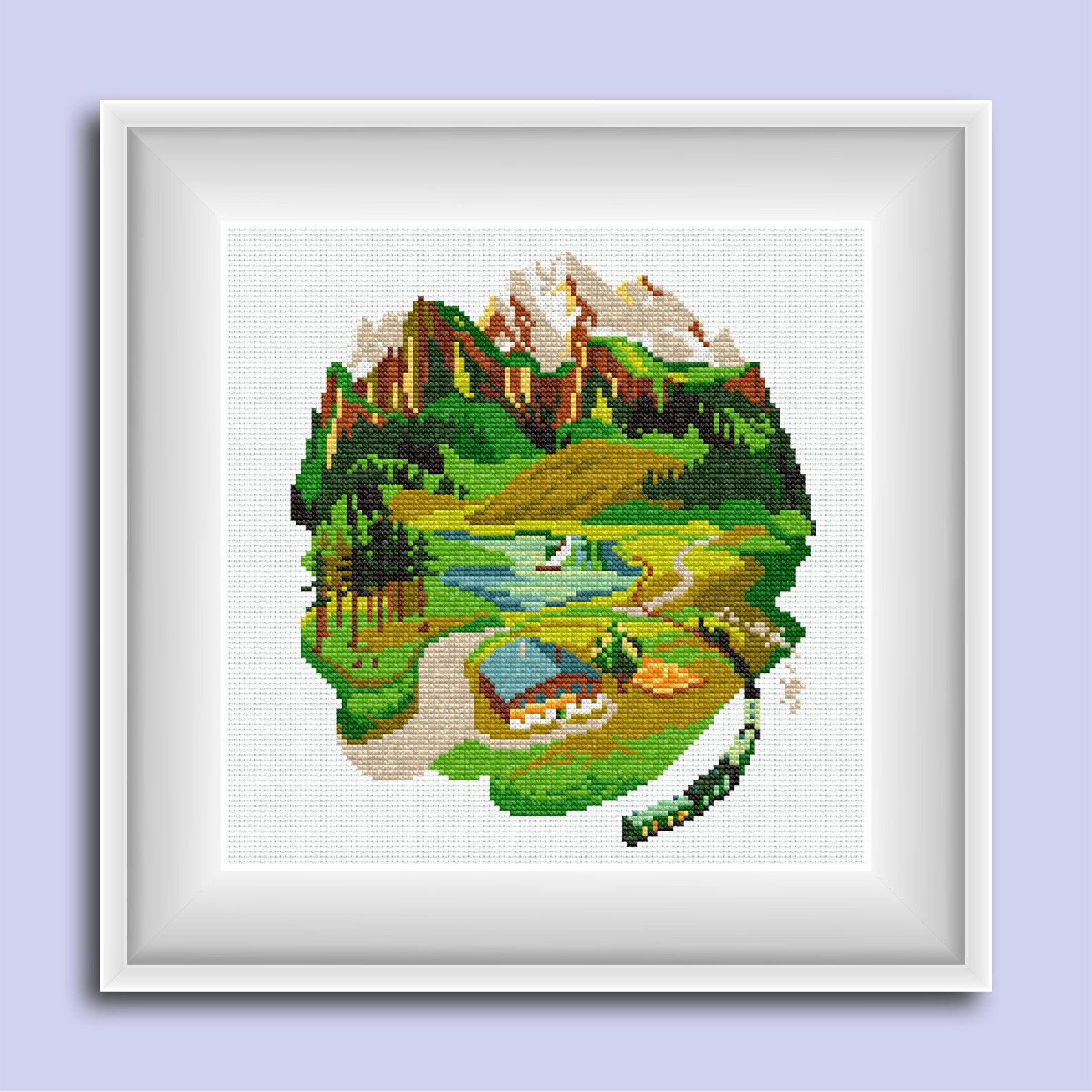 Crossstitch kit House in the Mountains Fancywork set DIY Etsy