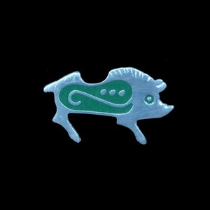 Replica Roman Boar Brooch (Small) - Pewter and Green Enamel