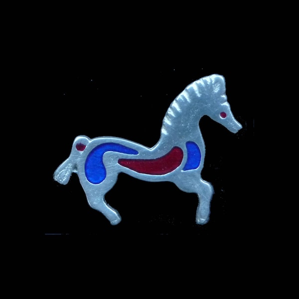 Replica Roman Horse Brooch - Pewter and Enamel