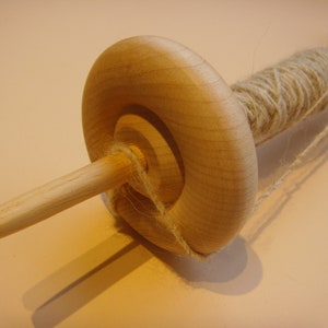 Drop Spindle With Wooden Whorl and Wool  Kit