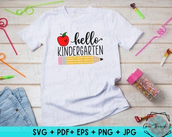 Back to School SVG- Hello Kindergarten- Kindergarten Shirt - First Day of School - Pencil Kindergarten Svg  - Iron On Tshirt File