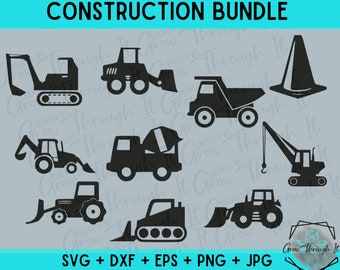 Construction Vehicle SVG Bundle: Dump Truck, Excavator Clipart (Digital Download)