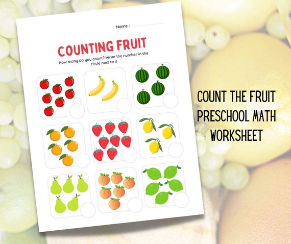 Fruit Counting Worksheet: Preschool Math Printable (PDF)